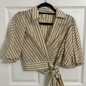 Top Shop Striped Wrap Blouse